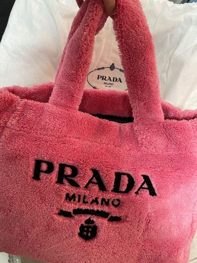Prada Pink Terry Tote, Luxury, Bags & Wallets on Carousell
