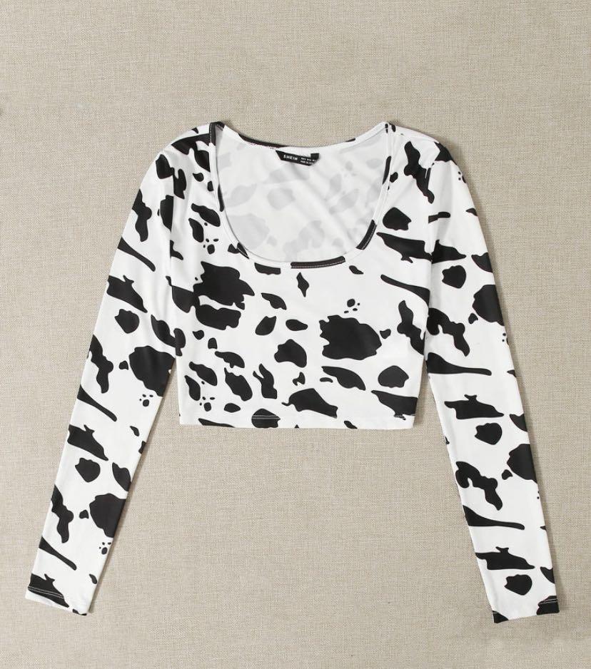 SHEIN COW PRINT, Women's Fashion, Tops, Longsleeves on Carousell