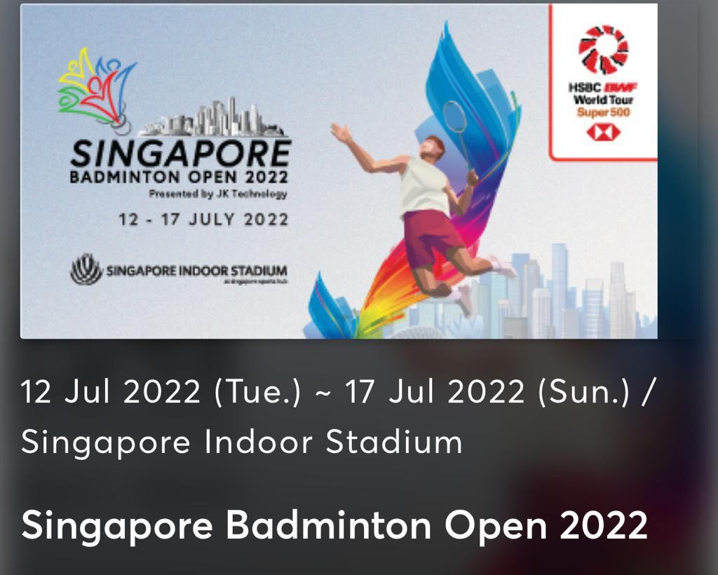 Singapore badminton open 2022, Tickets & Vouchers, Event Tickets on