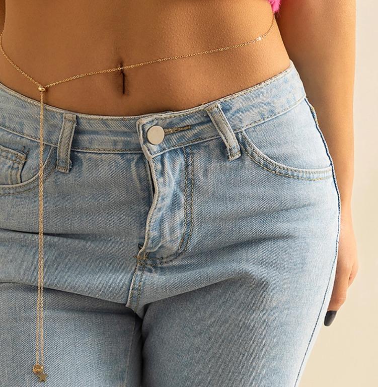 Star and Love Charm Adjustable Waist Chain Adjustable Belly Chain Beach Jewelry Bikini Chain Belt Chain