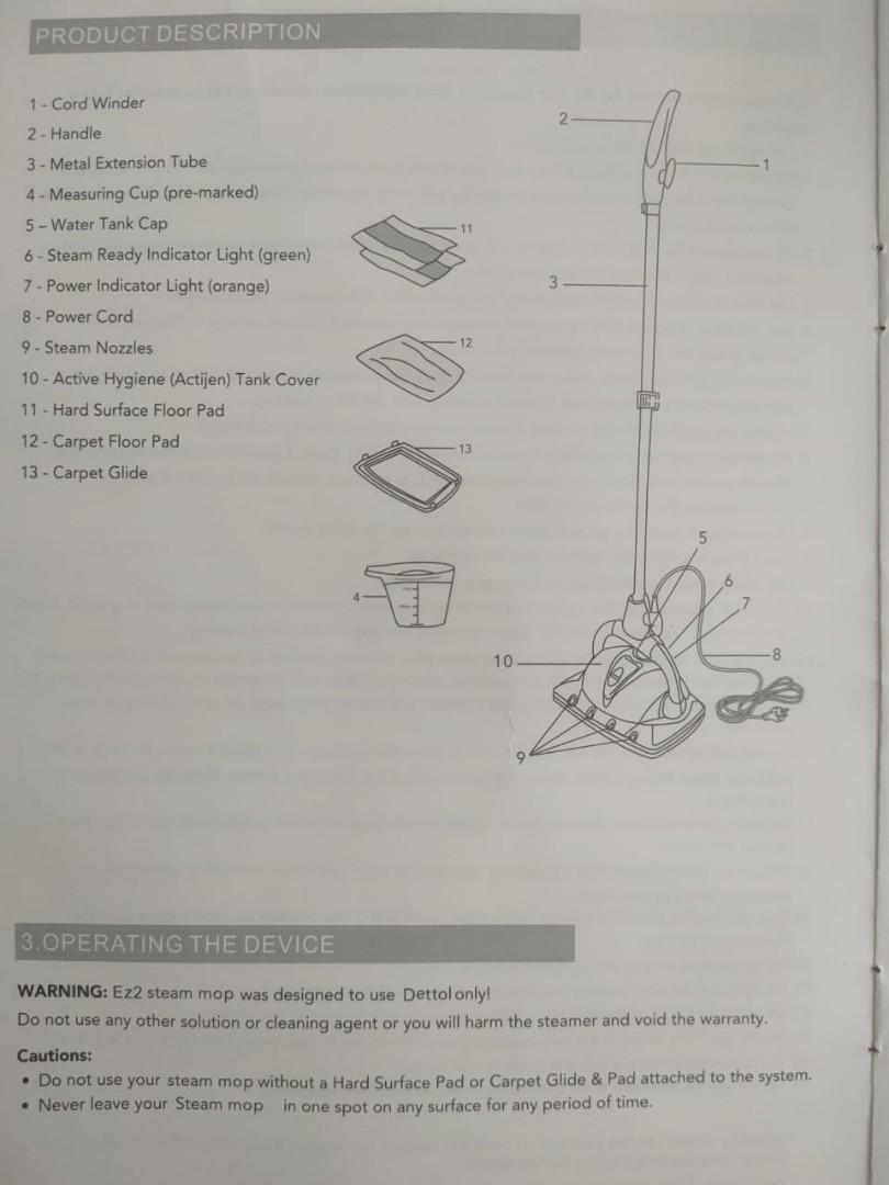 Steam MopIMAXX DISINFECTANT MOP DS100, Furniture & Home Living