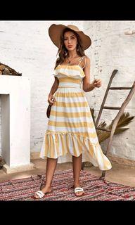 Striped ruffles dress