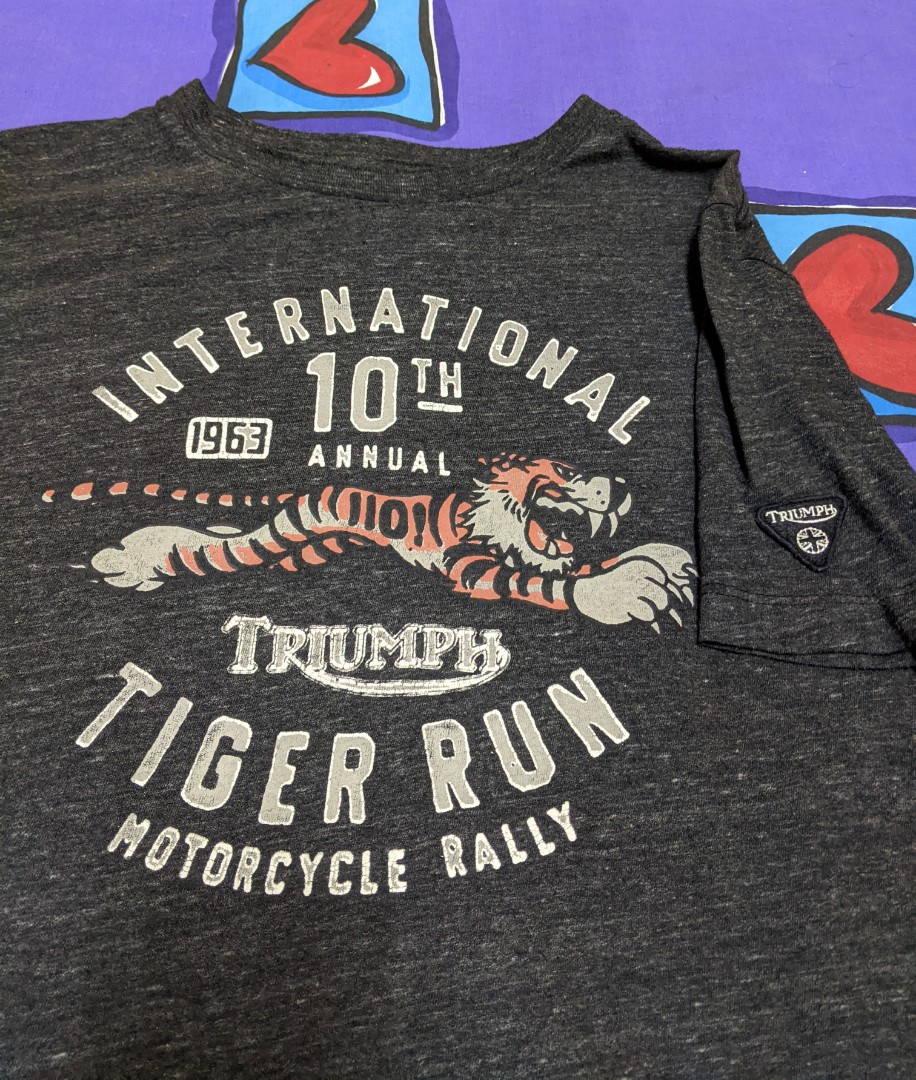 Lucky Brand Triumph Motorcycles Slim Fit T-Shirt Mens XL Tiger Run Rally  Gray