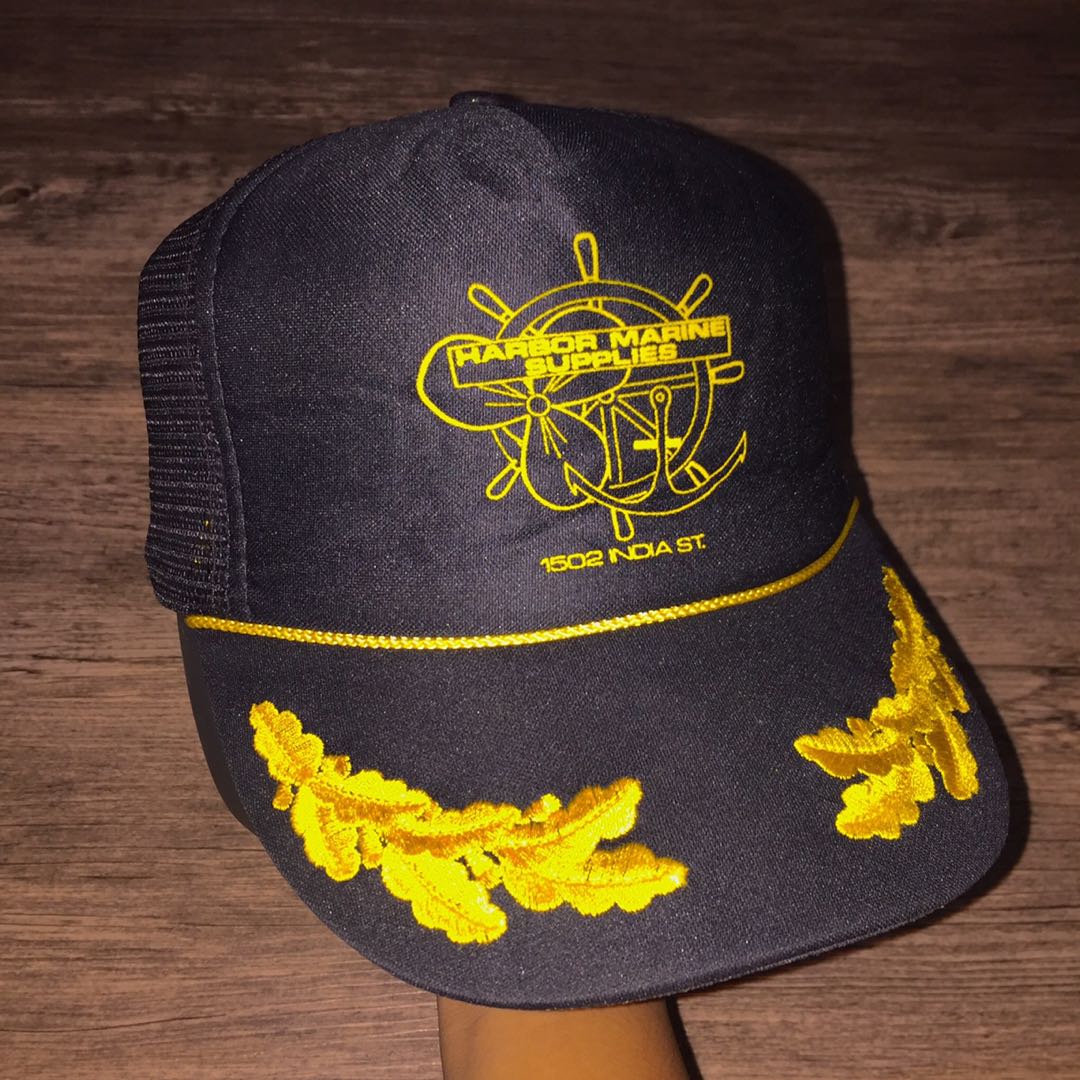 Vintage "Marine Supplies" Embroidered Trucker Cap, Men's Fashion