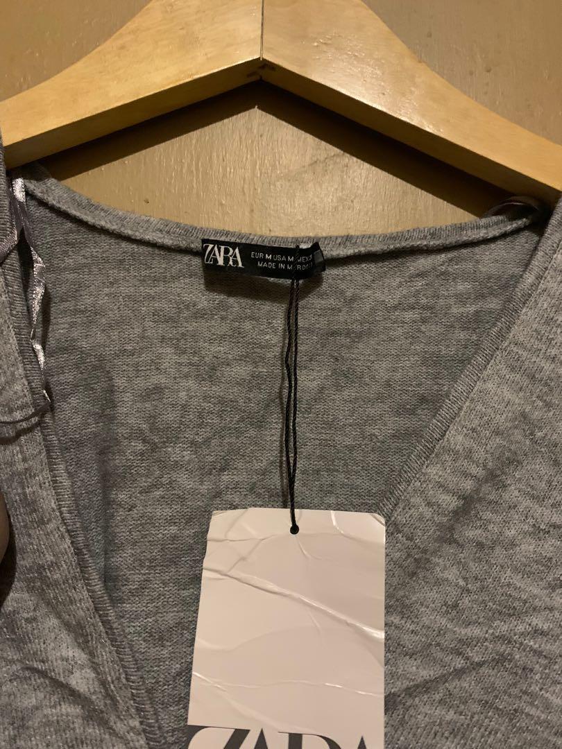 ZARA NEW . BLOUSE SERUT GREY, Fesyen Wanita, Pakaian Wanita ...