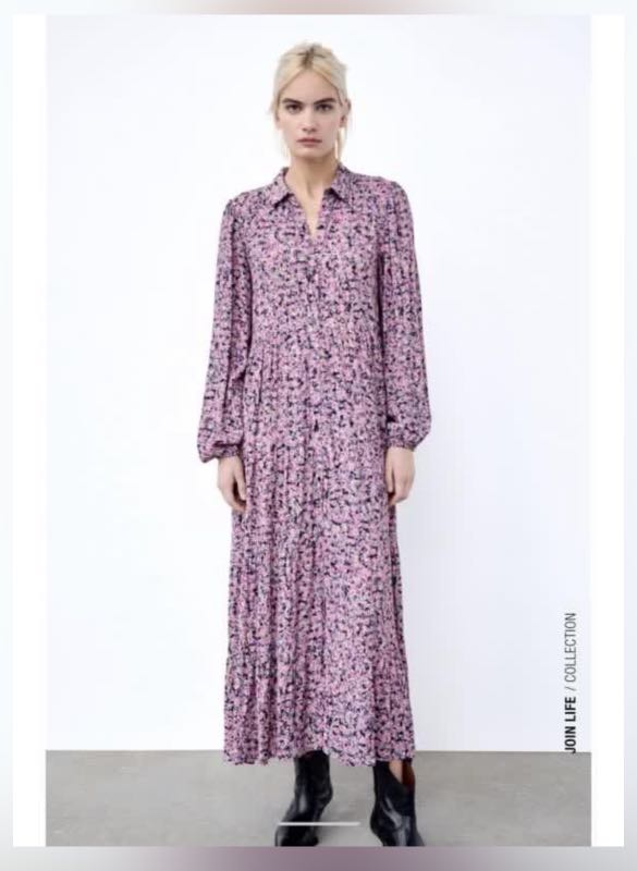 Zara purple sales floral dress