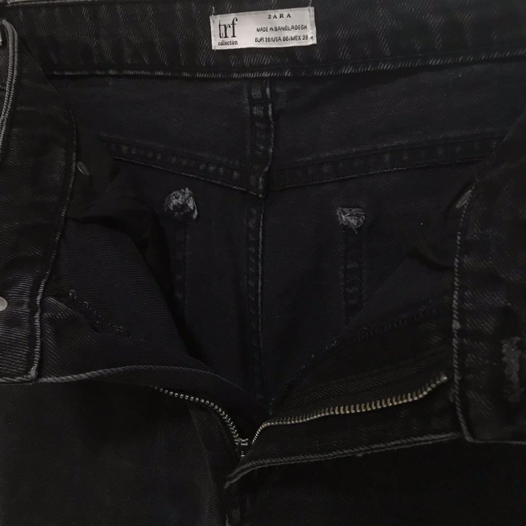 zara trf frayed jeans, Fesyen Wanita 