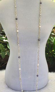 60" long and 130 grams heavy
Versatile Pearl Station Sterling Silver Necklace