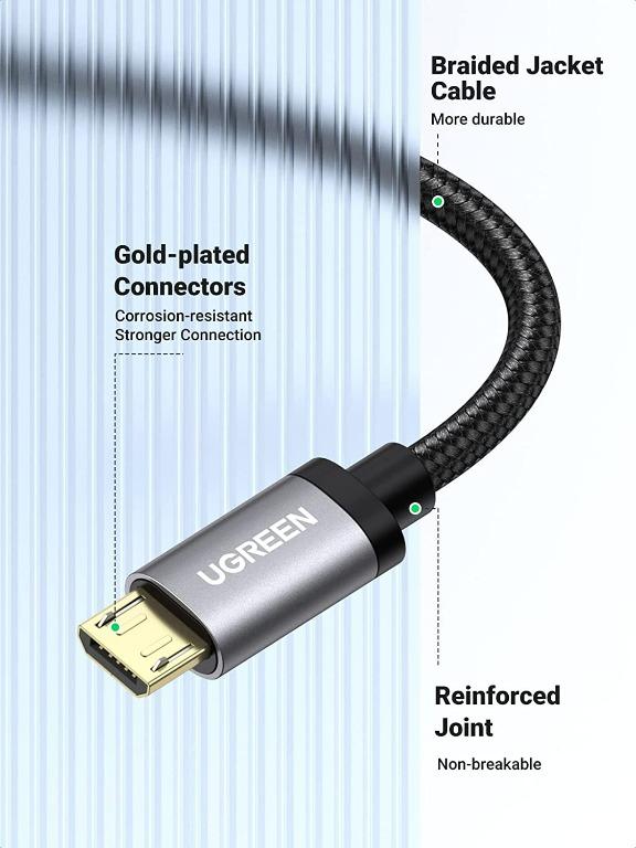 UGREEN Micro USB Cable, Splitter Dual Micro USB Charging Cable Data Sync  and Power, Compatible with Two Android Phones Tablets PS4 Game Controller
