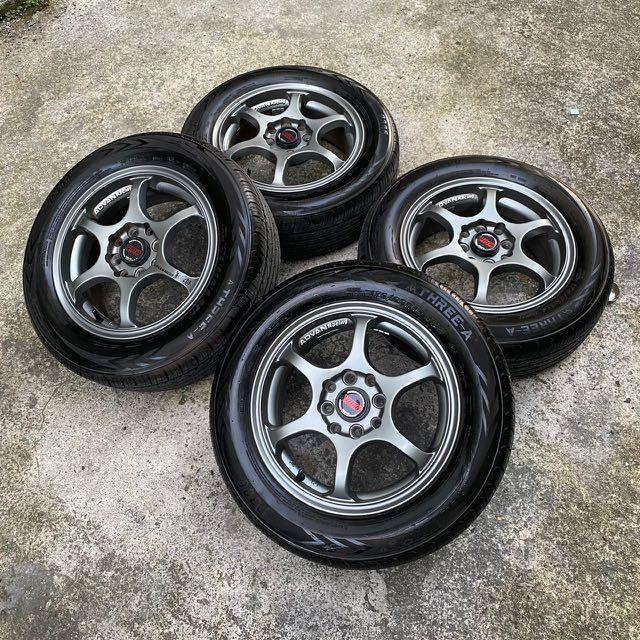 Advan Racing 14 inch sport rim Bezza tyre 85%, Auto Accessories on ...