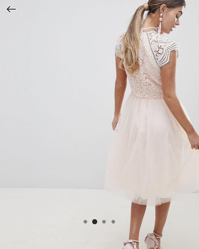 Chi chi london 2 in 1 lace dress with tulle skirt in black top