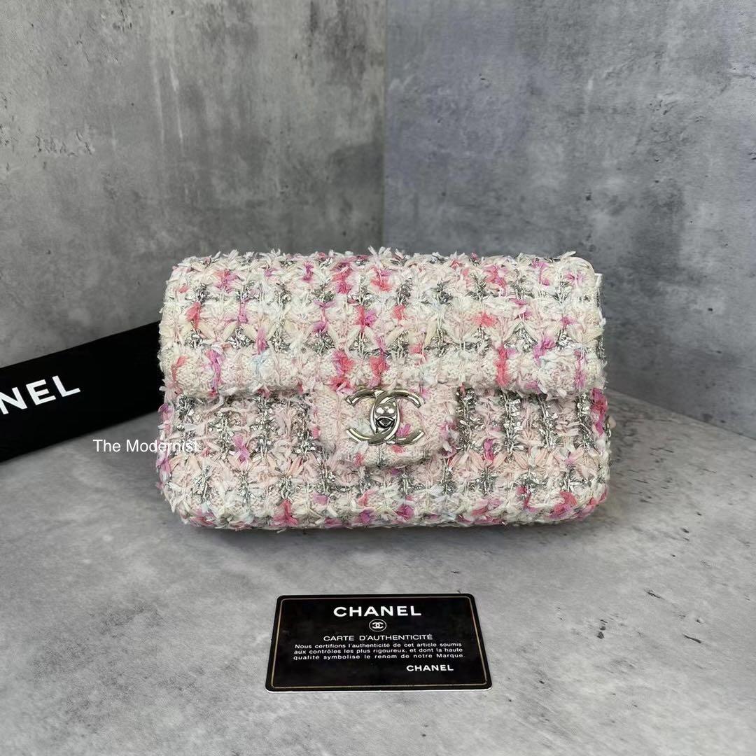 Replica Chanel Glittered Tweed & Sequins Mini Flap Bag Pink A69900 (Li
