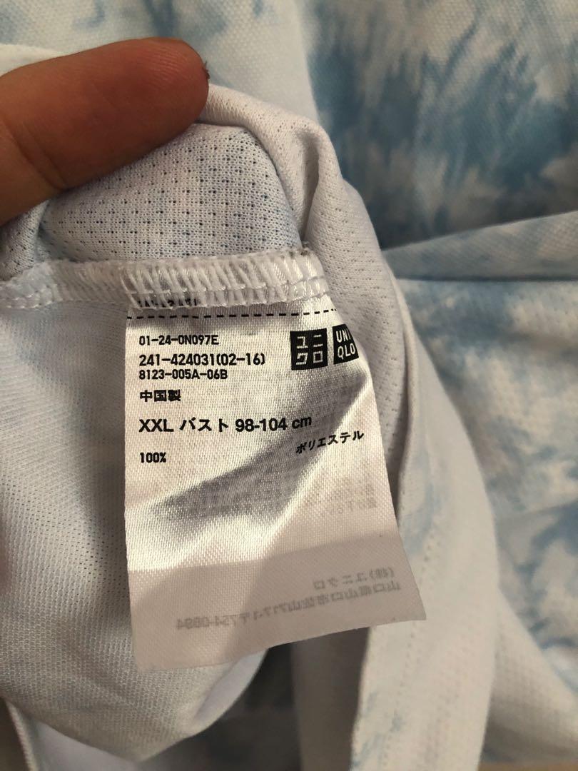 Authentic Uniqlo Dry Ex polo XXL (Category: Blouses) located in Lipa City. Submitted by bherniz17 (Listing ID 1172624475, Image 3). Description: tie dye design dry ex XXL SIZE authentic Uniqlo bust size 44 length 24 flaws: signs of use. last pic for lipa pickup or shipping can make shopee checkout.