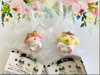 Bandai Sanrio My Melody and Pompompurin Hugcot Cable Bite/Hard Toy