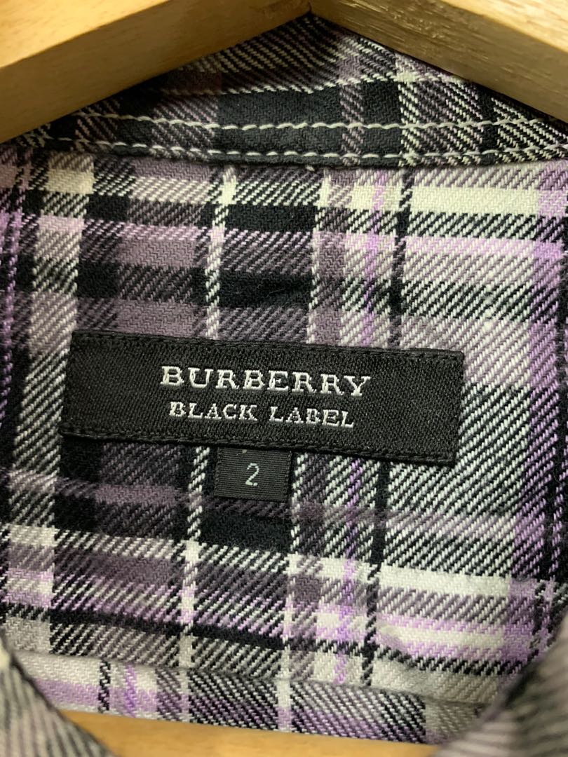 burberry black label flannel long sleeve, Men's Fashion, Tops