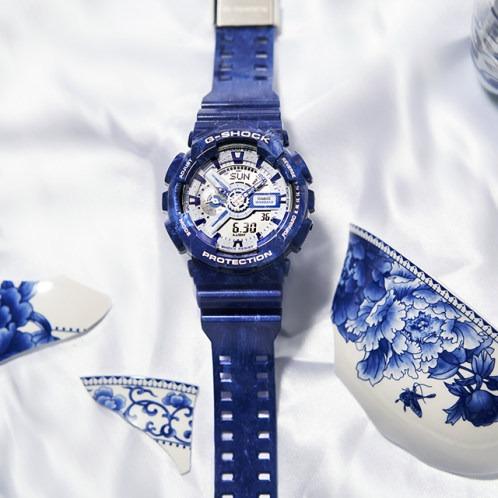 Casio G-Shock GA-110BWP-2A Blue and White Chinese Porcelain Ceramic  Patterns Analog Digital Men's Fashion Sport Watch GA-110BWP-2