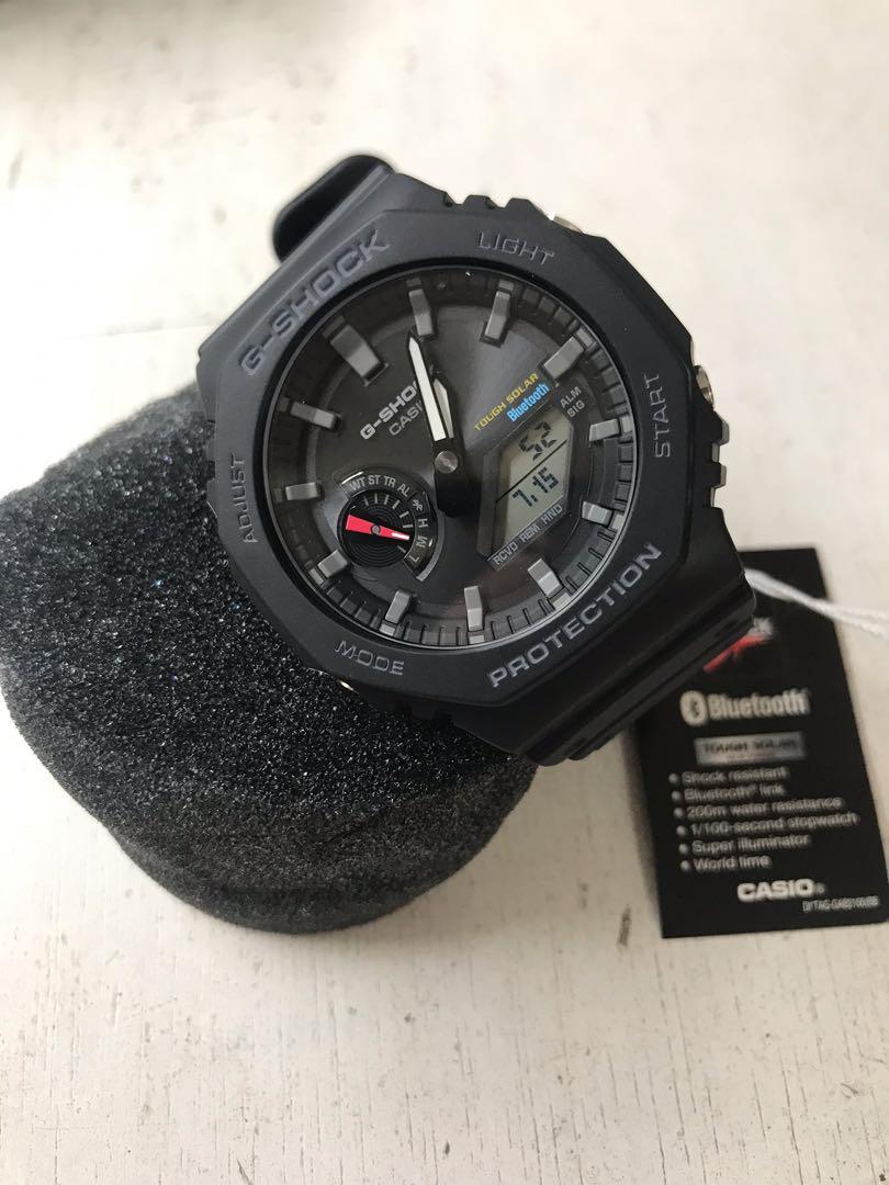 Casioak Gshock GAB2100-1A (Category: Men's Watches) located in Manila. Submitted by seikowatchfactory (Listing ID 1172760280, Image 2). Description: BNIB 10/10 Model: Casio Gshock GAB2100-1A Price: 6595 pesos Specifications: Case Size: 48.5 x 45.4 x 11.9mm Case/Bezel Material: Carbon/Resin Shock Resistant Mineral Glass Neobrite Carbon Core Guard Structure Tough Solar Solar Powered Weight: 52g Full Auto-Calendar (to year 2099) Button Operation ton