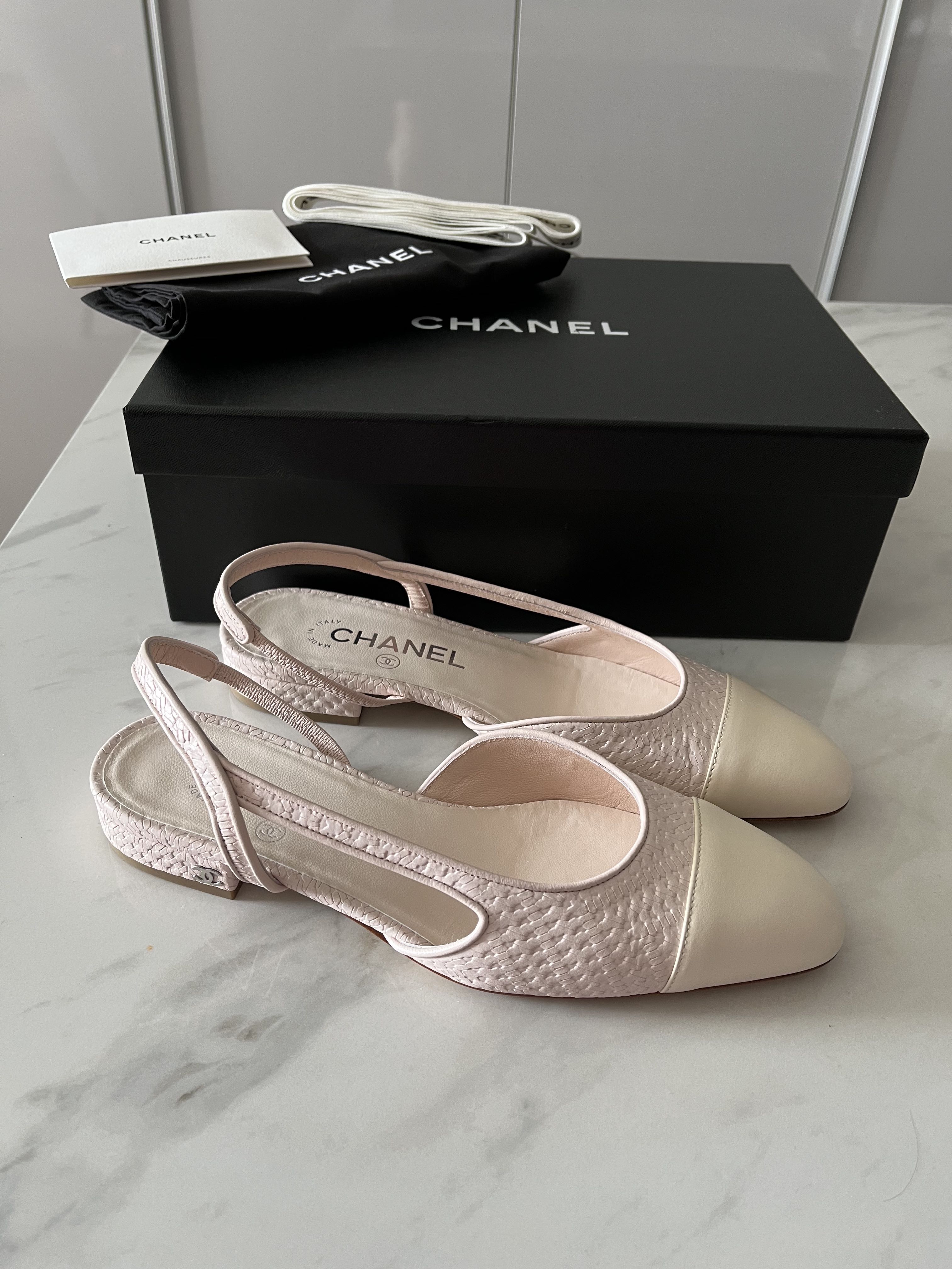 CHANEL SLING SHOES BRAND NEW sling back shoes Black Pink Patent leather  ref.169755 - Joli Closet