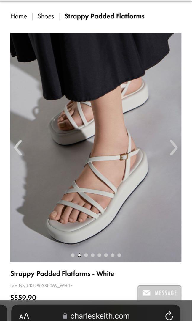 Black Strappy Padded Flatforms - CHARLES & KEITH TH