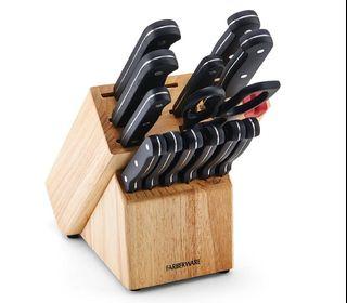 Farberware 15-Piece Edgekeeper Delrin Knife Block Set Black