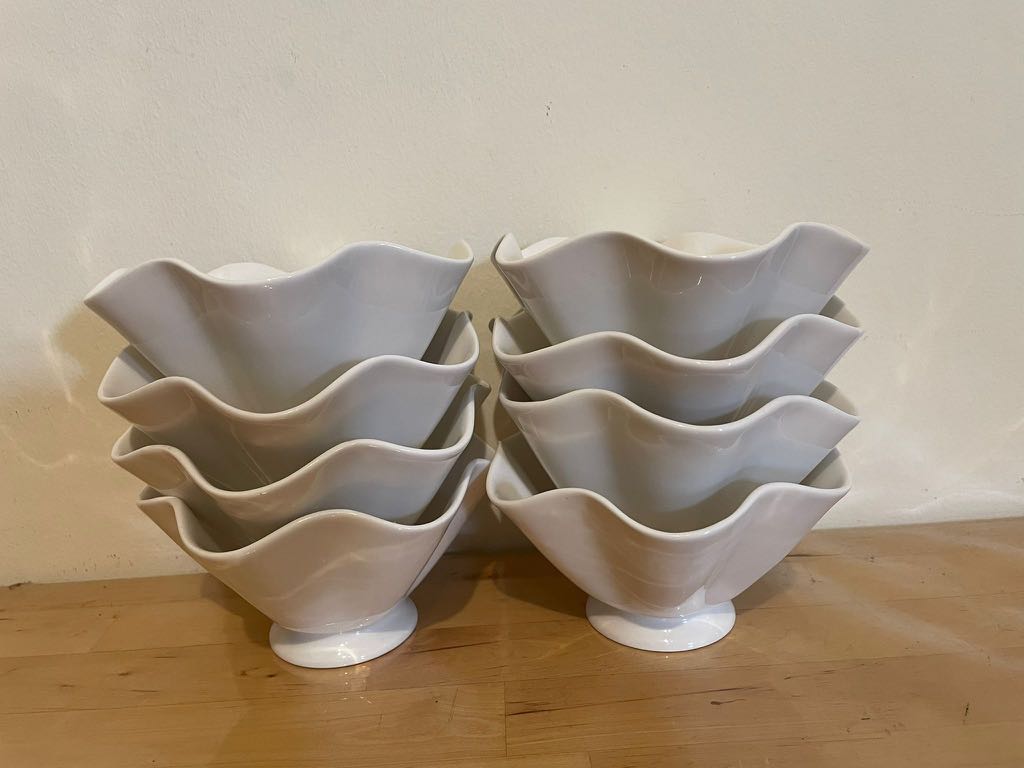 Fluted dessert/ice cream bowls x 8, Furniture & Home Living