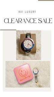 Fossil Wrist watch - metal strap - color pink and blue