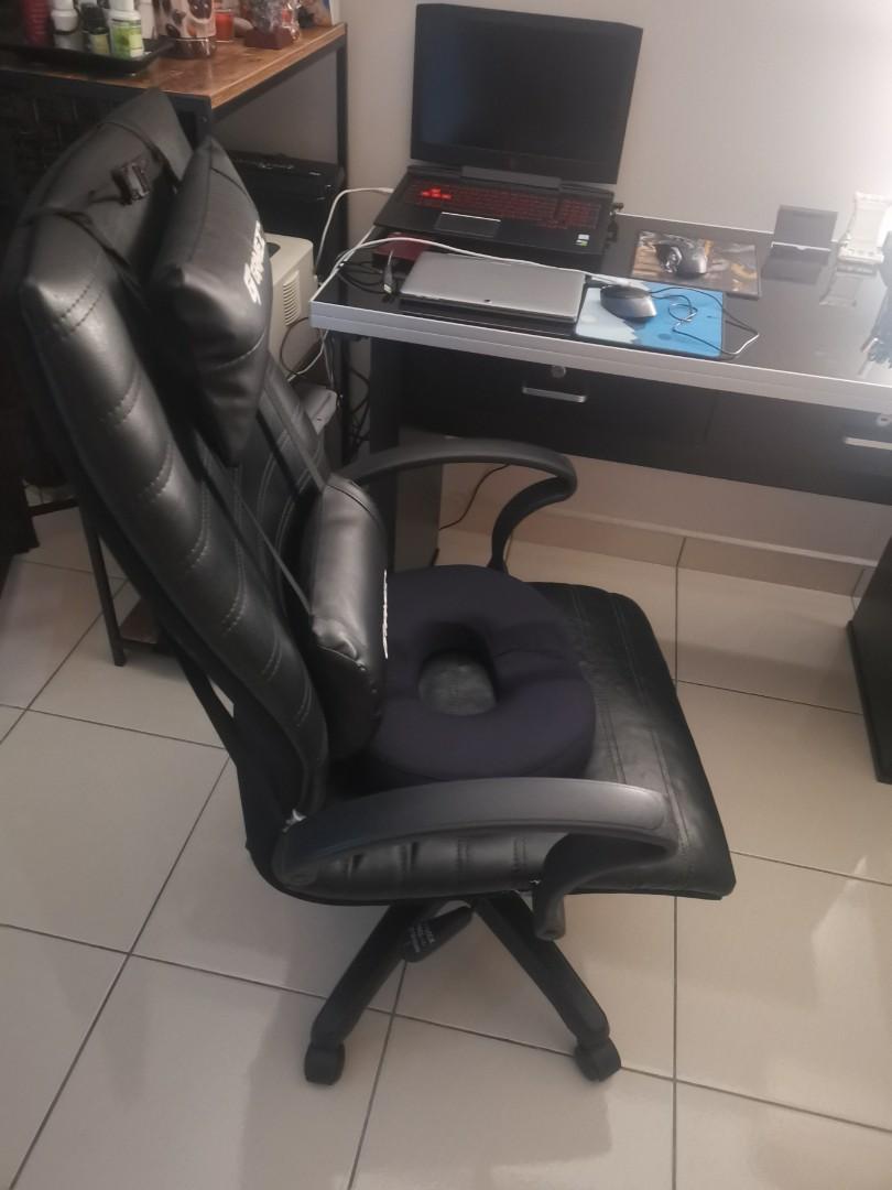 Glass computer table and chair, Furniture & Home Living, Furniture