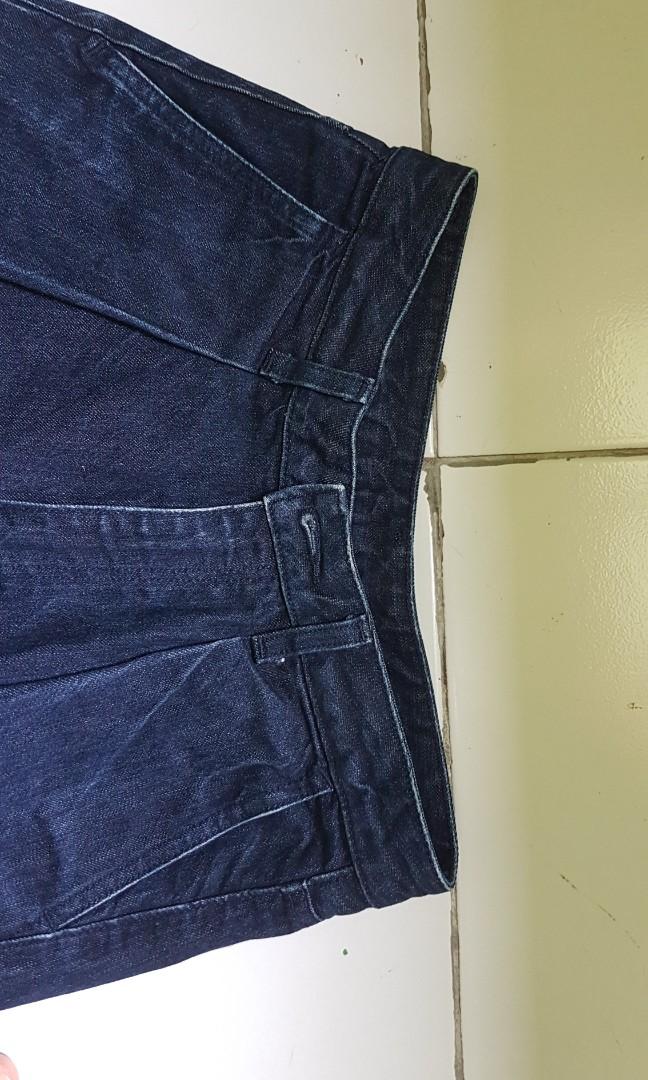 GU UNIQLO Kulot Jeans Tebal Celana Jeans Wide Leg Tebal Celana