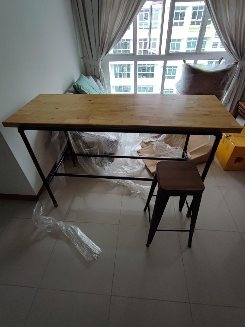 6 Seater Pipe Bar Table with Bar Stools, Furniture & Home Living