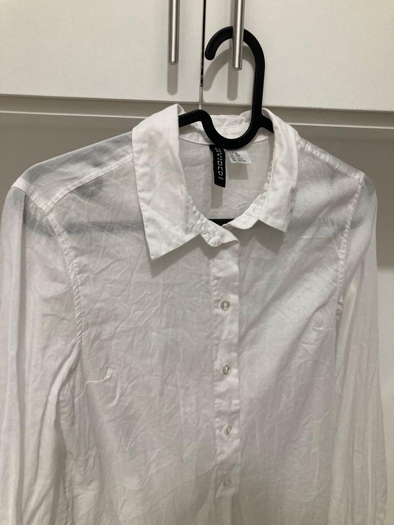 H M Women White Button Down Shirt Women s Fashion Tops Shirts