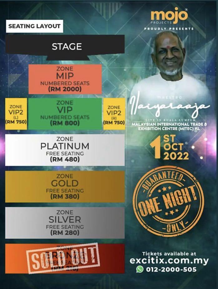 Ilayaraja Live In Kuala Lumpur Concert Bronze Tickets, Tickets