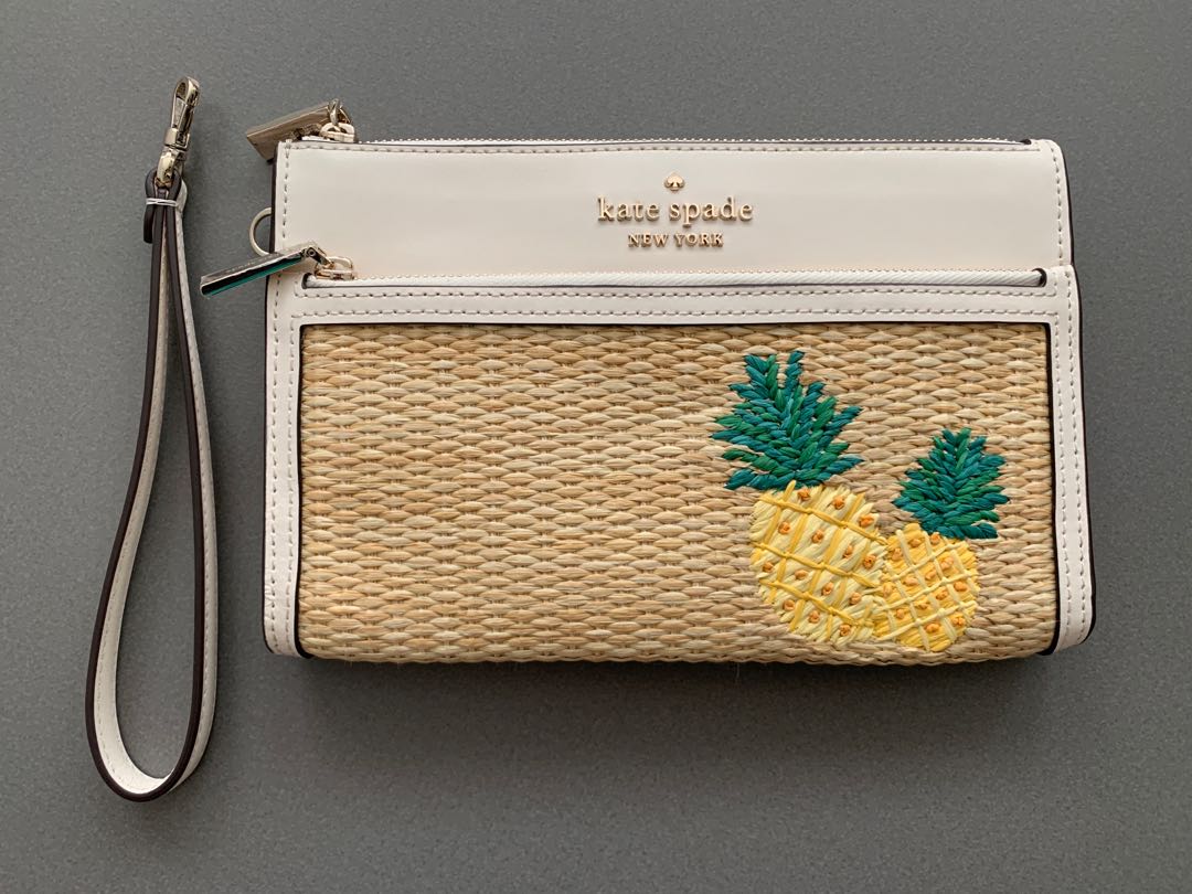 Kate Spade woven pineapple clutch, Luxury, Bags & Wallets on Carousell