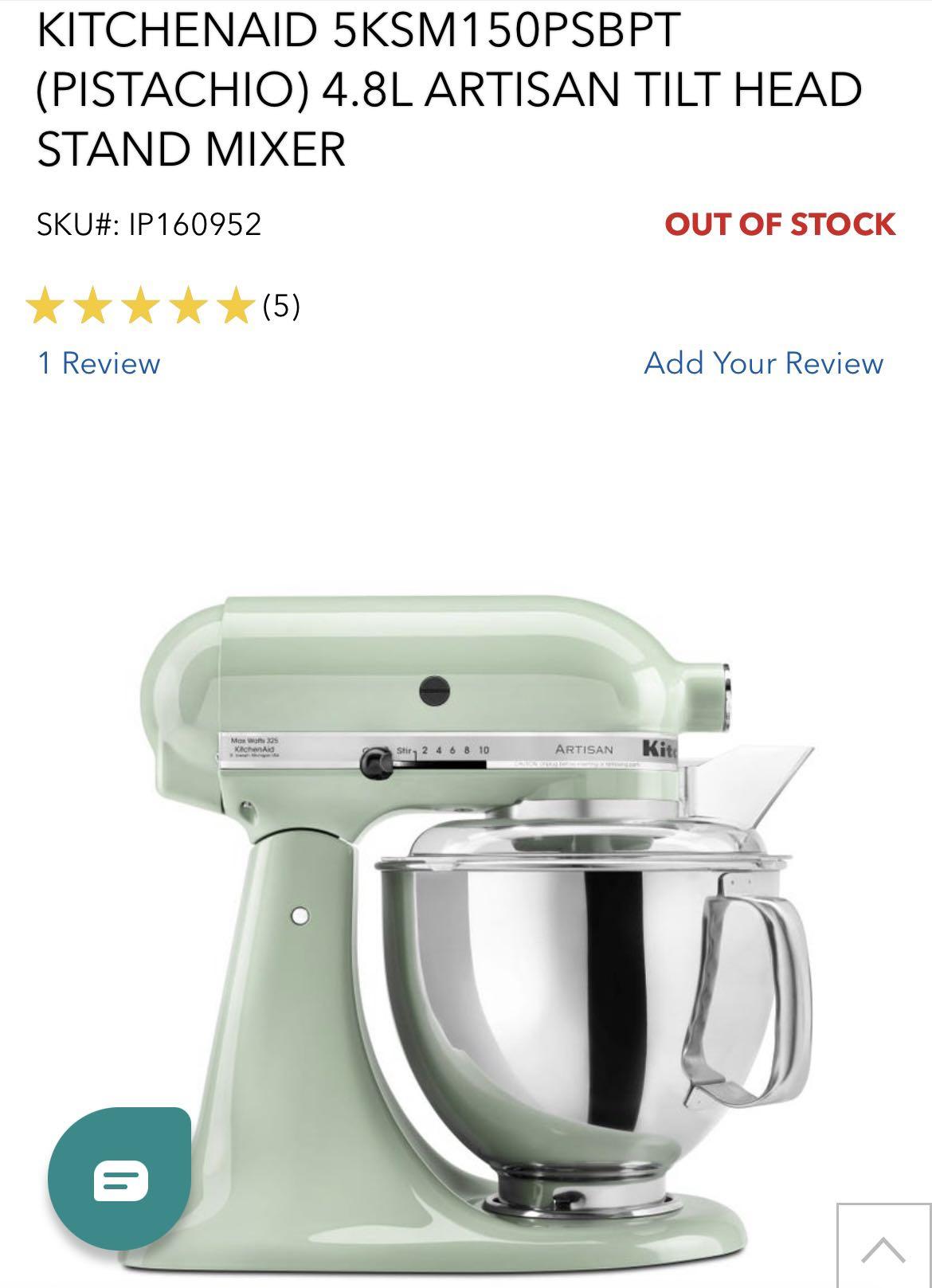 kitchenaid artisan stand mixer pistachio