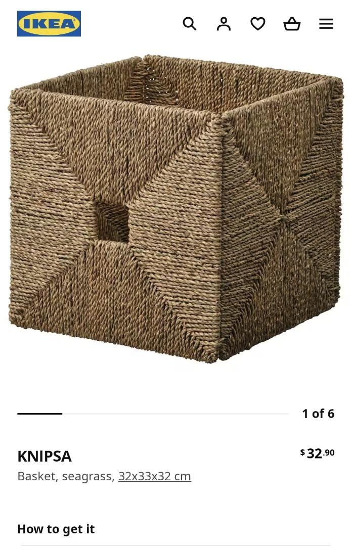 Knipsa Seagrass Basket (Kallax), Furniture & Home Living, Furniture