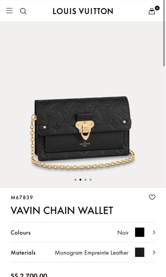 Louis Vuitton Vavin Chain Wallet, Women's Fashion, Bags & Wallets,  Cross-body Bags on Carousell
