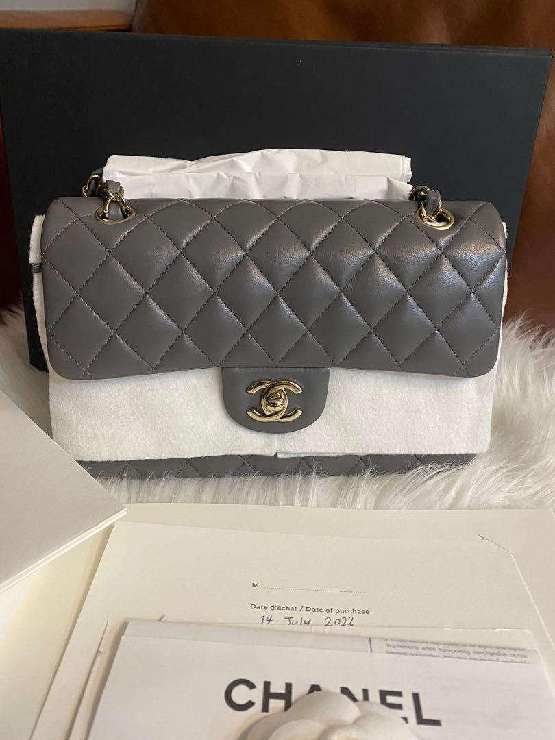Chanel Chanel 22 Small Tote Handbag in 22A Grey Calfskin | Dearluxe