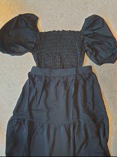 Mango Silk Black Smog Crop Top with Skirt