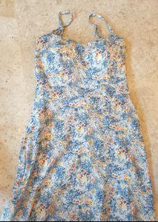 Mango Silk Spaghetti Strap Floral Maxi Dress