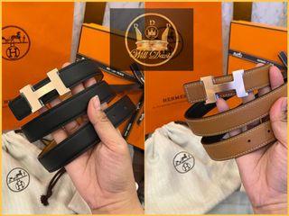 Hermes Gold/Black Box and Clemence Leather Mirage Reversible Belt 85CM  Hermes