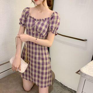 Puff sleeve trendy dress