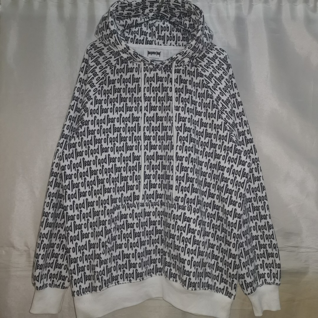 Purpose Tour x Fear Of God All Over Print Hoodie White Large L25 x W22