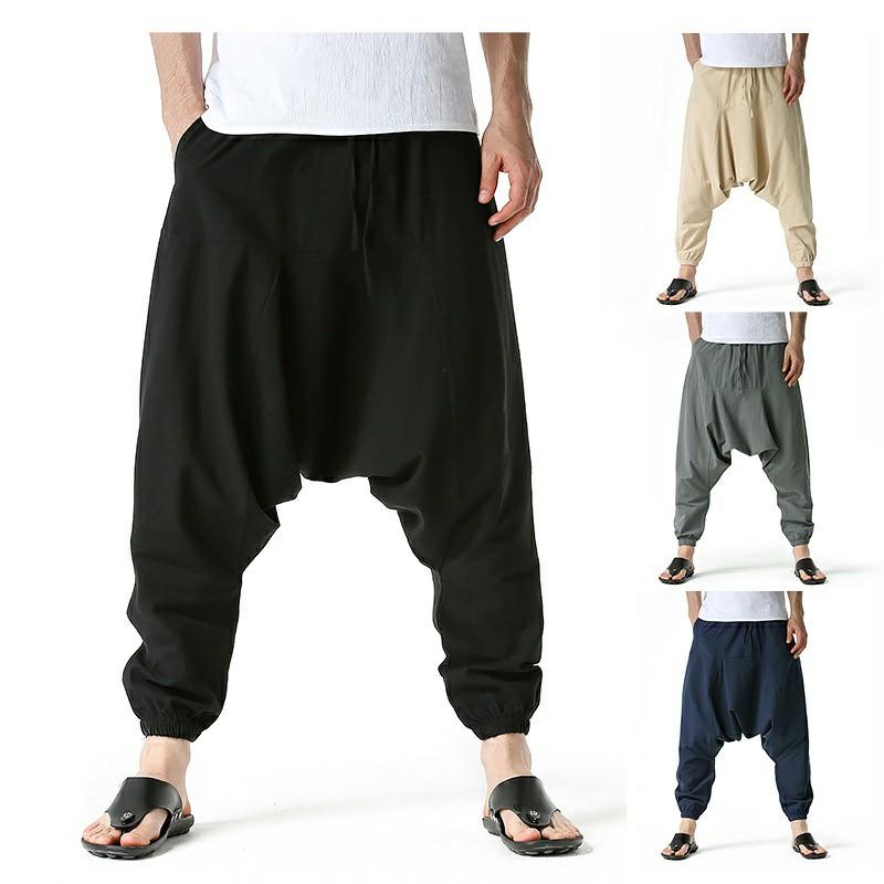 S 3XL men baggy harem jogger long pants elastic waist