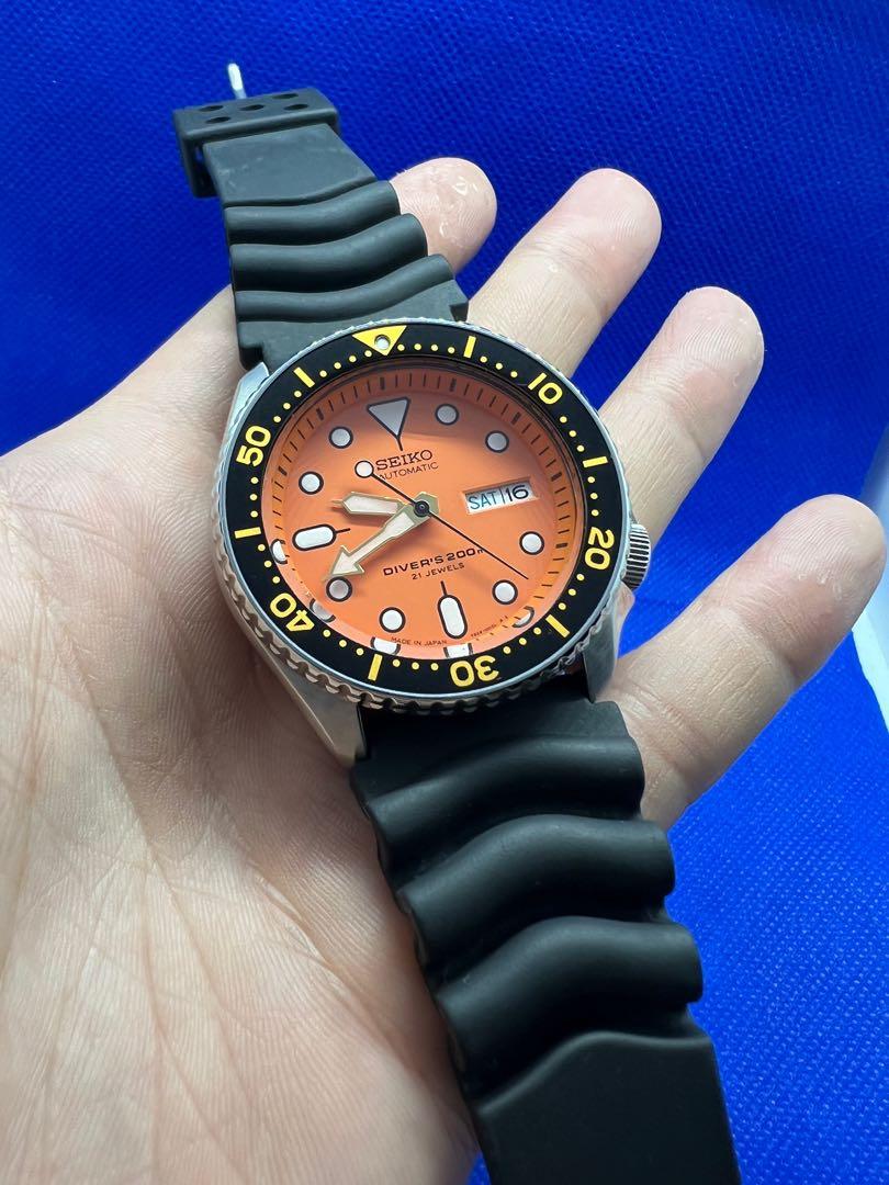 Seiko diver orange dial top automatic mens watch skx011j1