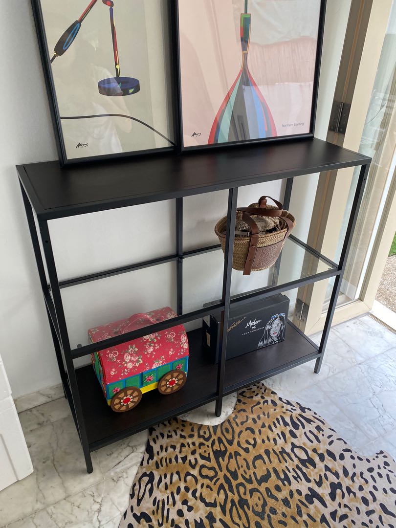 Vittsjo shelving unit blackbrown/glass, Furniture & Home Living, Furniture, Shelves,