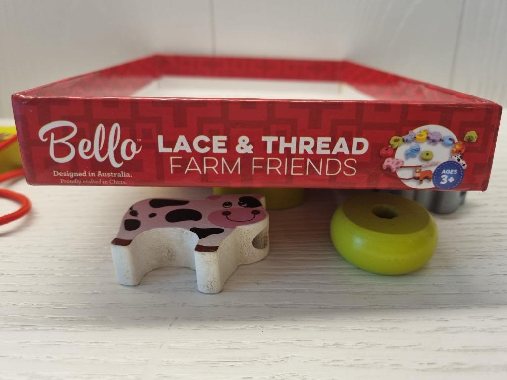 Wooden Threading Educational Farm Animals Toy Bello Lace And Thread