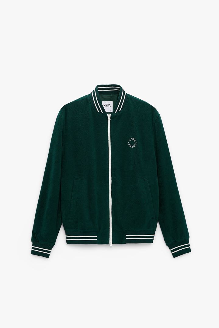 ZARA GREEN BOMBER JACKET, Men's Fashion, Coats, Jackets and Outerwear