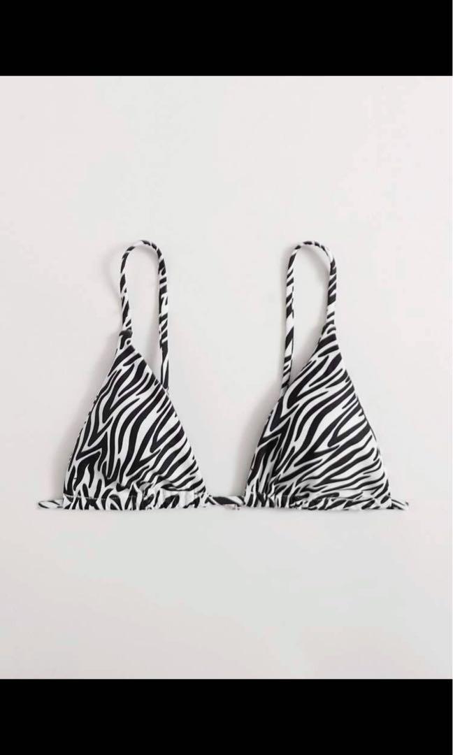 Zebra Triangle Bikini Top (Category: Bikinis & Swimsuits) located in Manila. Submitted by fitsdeclutter (Listing ID 1172776013, Image 1). Description: Never been worn Size- XS RFS- too small.