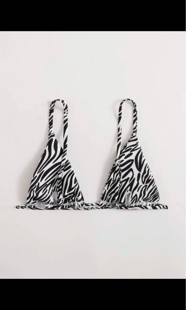 Zebra Triangle Bikini Top (Category: Bikinis & Swimsuits) located in Manila. Submitted by fitsdeclutter (Listing ID 1172776013, Image 2). Description: Never been worn Size- XS RFS- too small.
