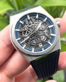  Zenith Defy Classic Blue Titanium Skeletonised Movement Watch  95.9000.670/78.R782 : Zenith: Clothing, Shoes & Jewelry