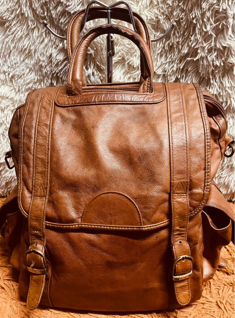 3 Way APC Brown Pebble Leather Backpack Crossbody Handbag Small
